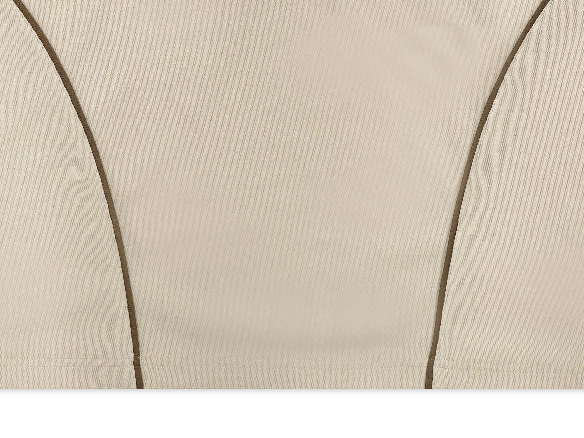 Brown piping runs along both sides of the shirt, creating a visually slimming effect. The stitching is firm and precise, enhancing the dynamic and modern look of the design.