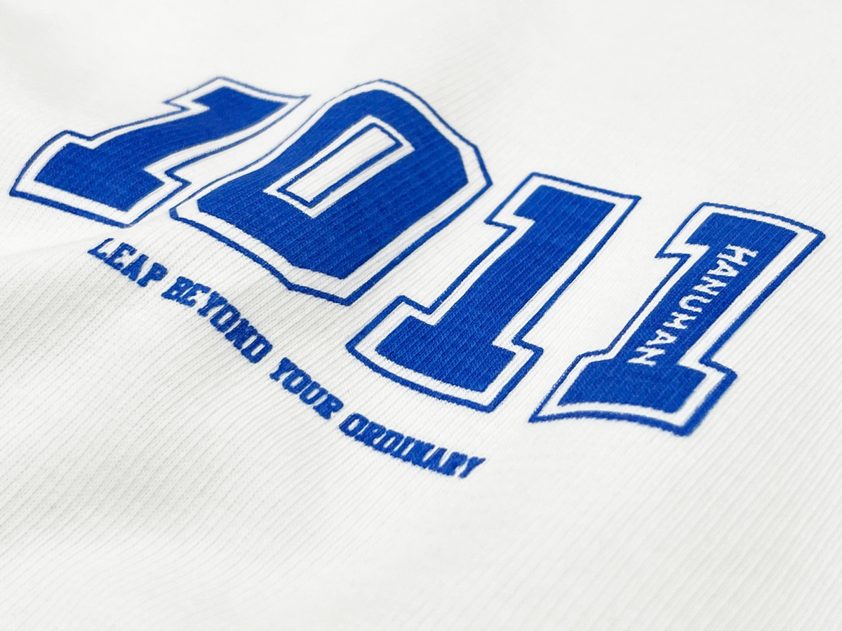 The design employs screen printing