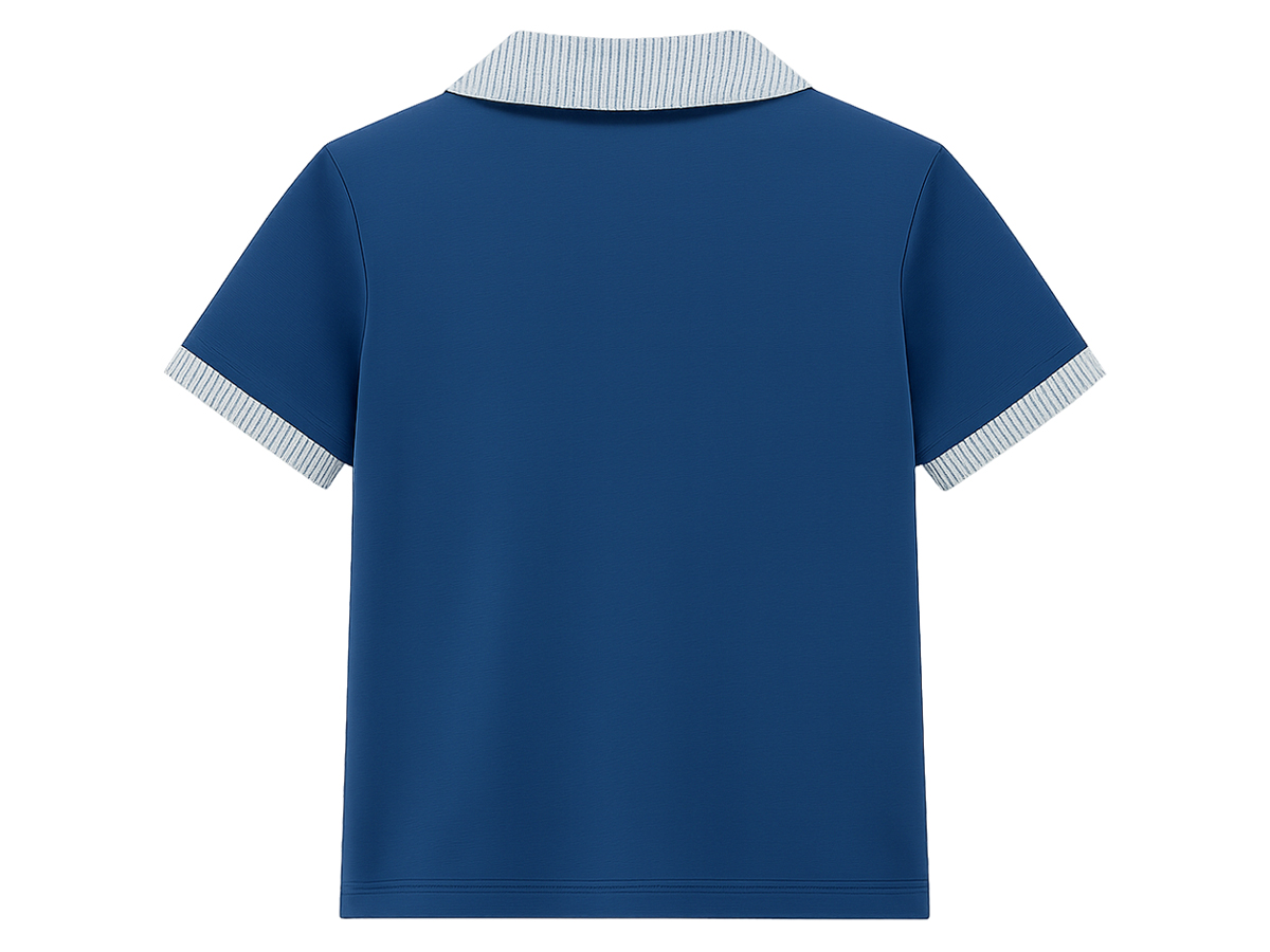 clean back t-shirt, striped collar tee, unisex casual top