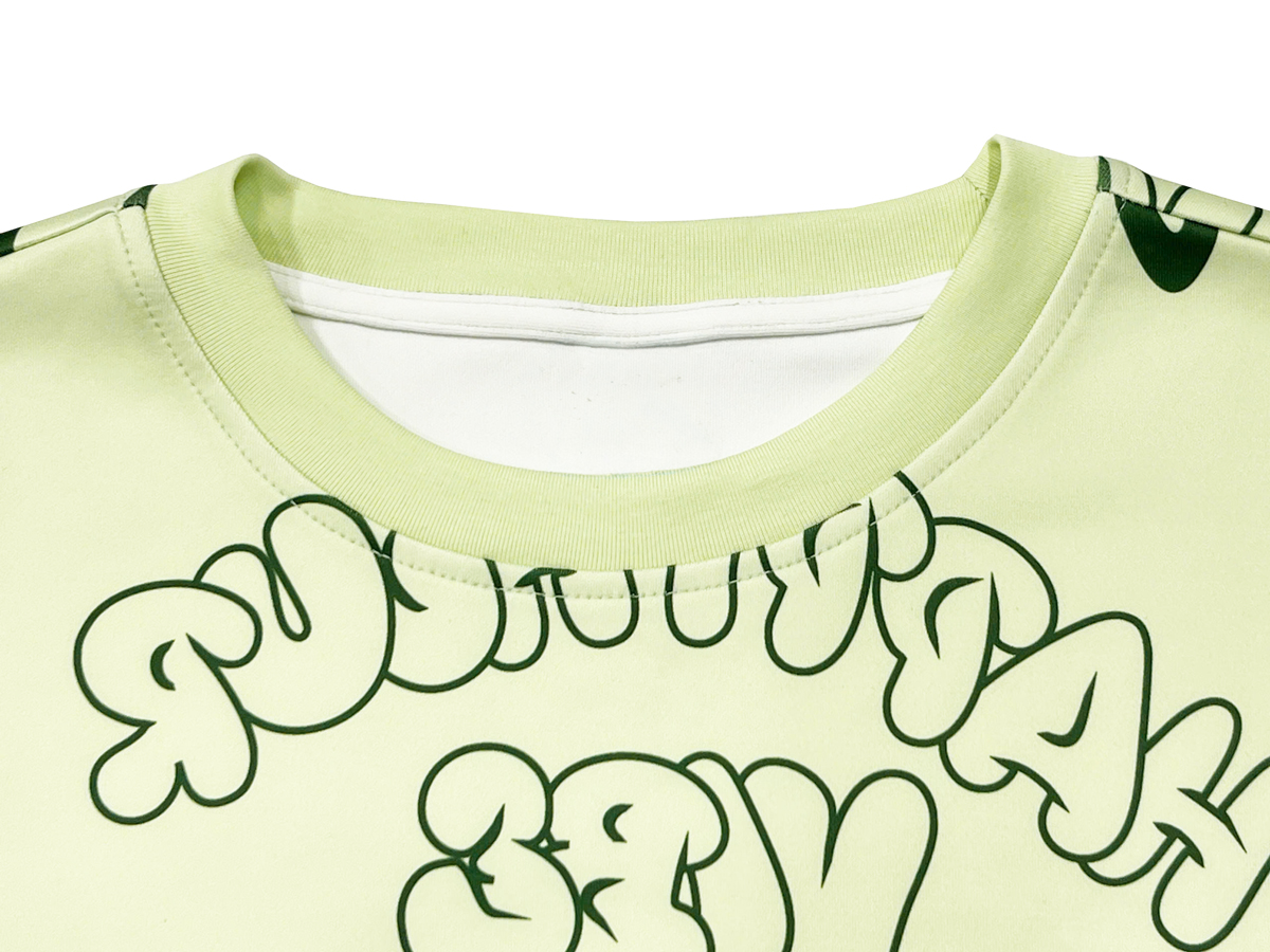 The crewneck is ribbed in matching tone, gently hugging the neckline while staying breathable