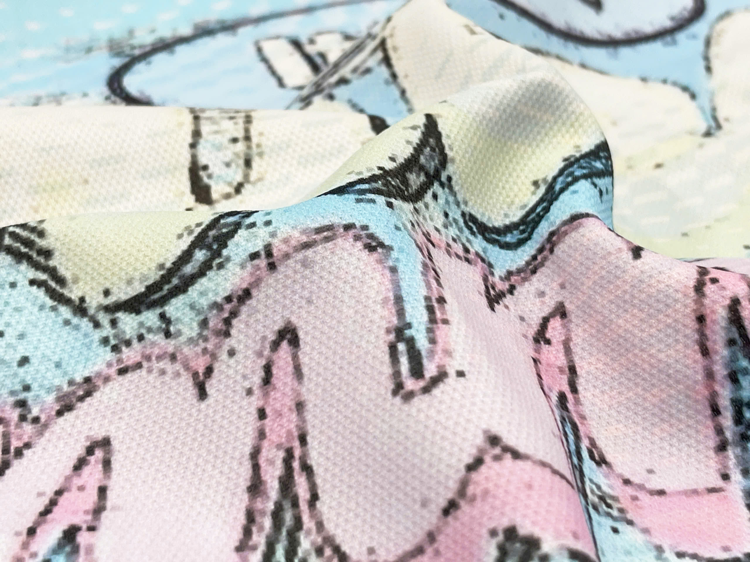 Printed with sublimation heat transfer, allowing ink to deeply infuse the mesh poly fabric.